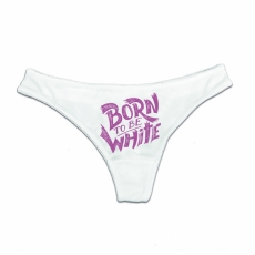 String Tanga - Born to be white Logo - weiß