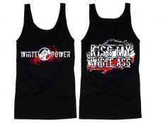 Muskelshirt/Tank Top - Kiss My White Ass - schwarz-weiß-rot