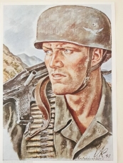 Poster - Kunstdruck - Fallschirmjäger Kreta MG34