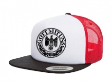 Cap Gott mit uns - 3-Tone - schwarz/weiß/rot - Trucker Cap